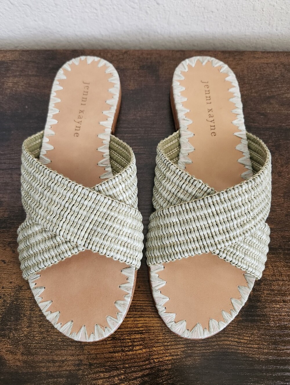 Jenni Kayne Raffia Crossover Sandals Sz 36